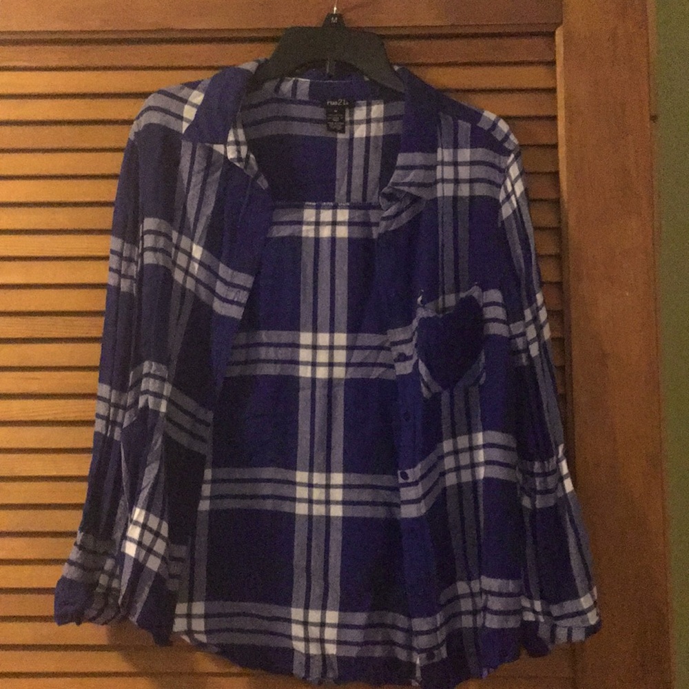 Blue plaid flannel button up